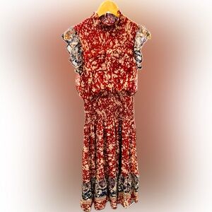 NWOT Aqua Bloomingdale’s mid-length ruffle dress. Size S.